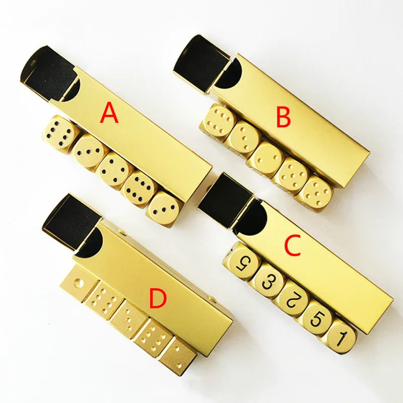 

Aluminum Metal Dice Set, KTV Drink, Silver and Gold Color, Foreign Trade, 16mm