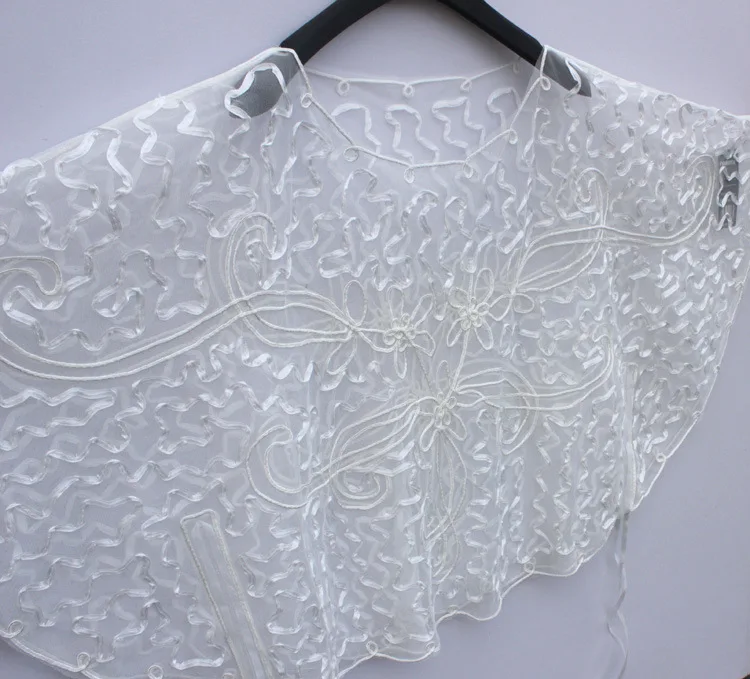 Summer Casual Loose Women Batwing Sleeve Ribbon Cord Embroidery Lace Poncho Vintage Sheer Femme Cloak Jacket Coat