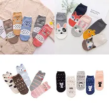 5 пар/компл. мультфильм Для женщин носки хлопковые носки длиной до щиколотки следы для девочек лето-осень 3D, животных, собак, кошек, короткие низкие носки для девушек, Новинка