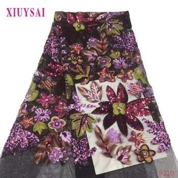 

Factory offers Nigerian sequins lace Embroidery Fabric 2020 latest African tulle Lace Fabric for wedding Long Dresses S210