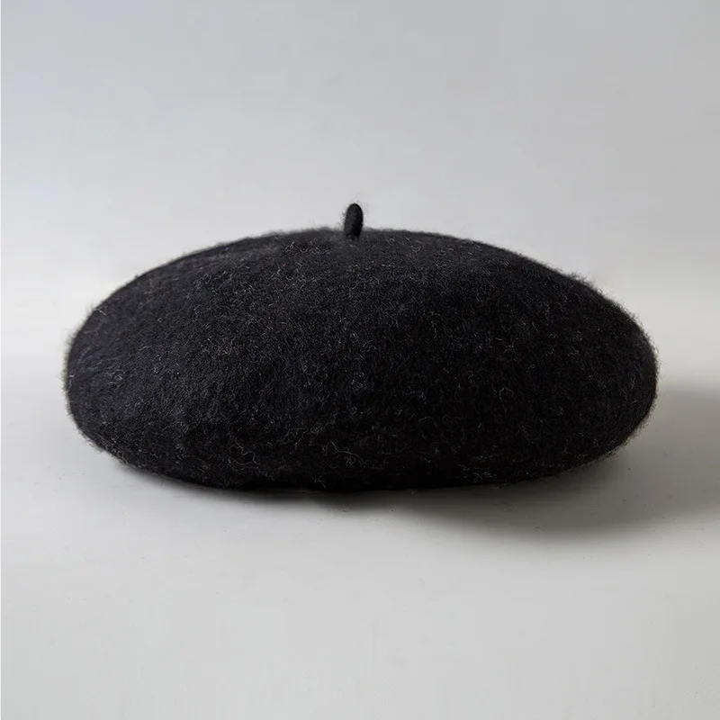 New Korean Lady Autumn Winter Berets Hat Vintage Women Cashmere Berets Solid Color Caps Female Bonnet Cap - Color: 8