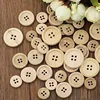 50 Pcs Wooden Buttons Natural Color Round 4 Holes Buttons Sewing Scrapbooking Home DIY Sewing Accessories 15/20/25mm 4