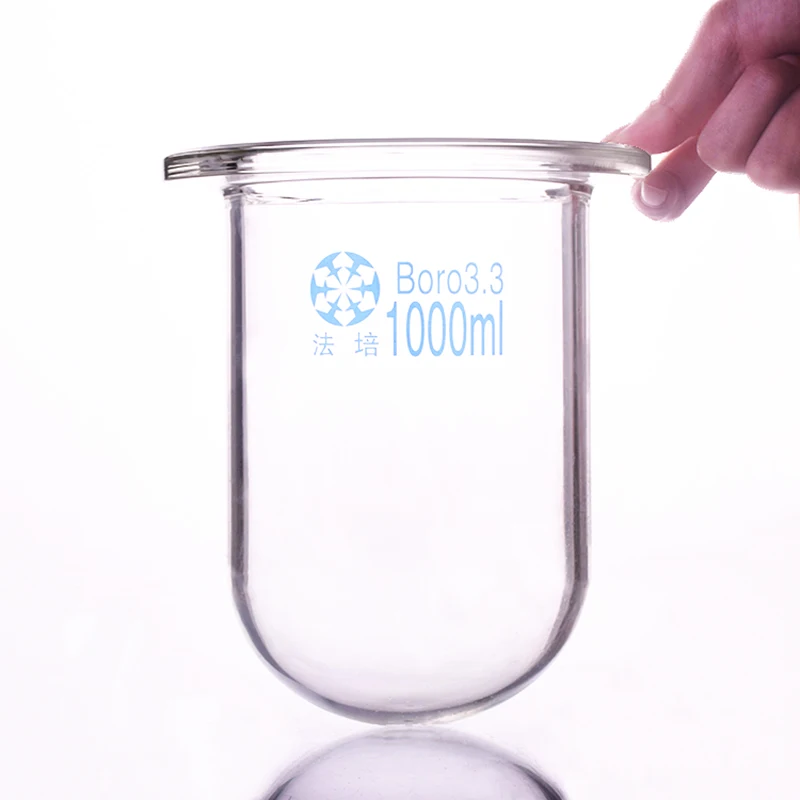 Single-layer cylindrical round bottom open reactor bottle,Capacity 1000ml,150mm flange outer diameter,Reagent bottle