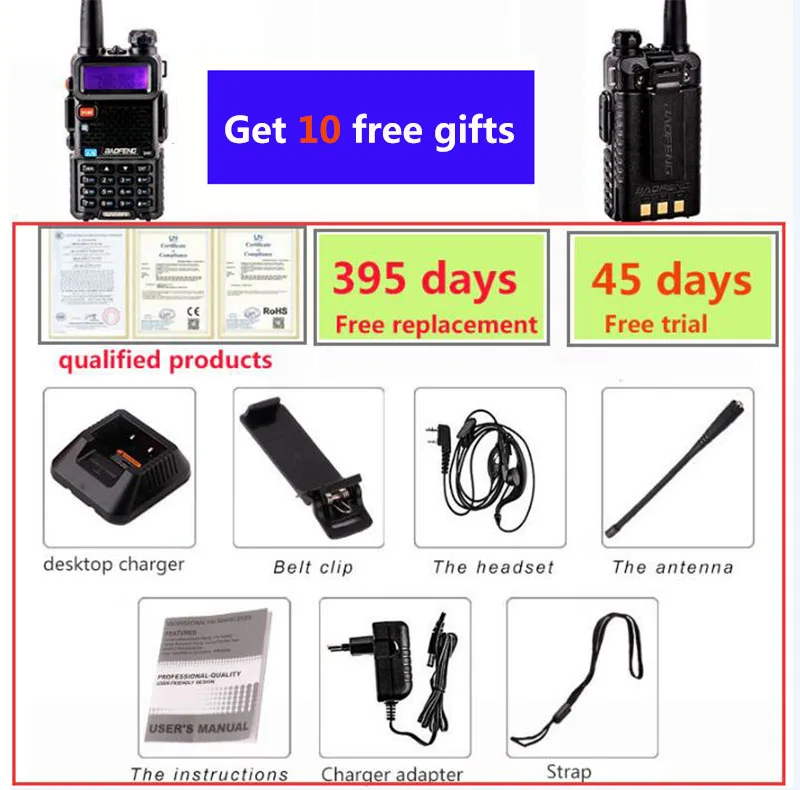 2021 Baofeng UV 5r walk talk 2800 мАч baufeng 5 Вт walkie talkie 10 км vhf uhf радиостанция Мобильная
