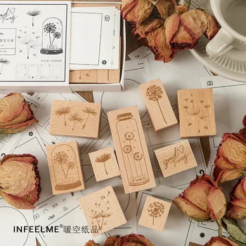 

12 Note Paper + Combination Stamp Seeds of Travel Hand Account Plant Multi-functional Printed Paintings