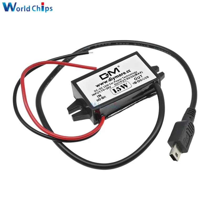 Mini USB 12 В до 5 В 3 А 15 Вт DC-DC понижающий преобразователь модуль питания для автомобиля Мужской Женский USB адаптер мини USB Micro USB адаптер - Цвет: Mini USB