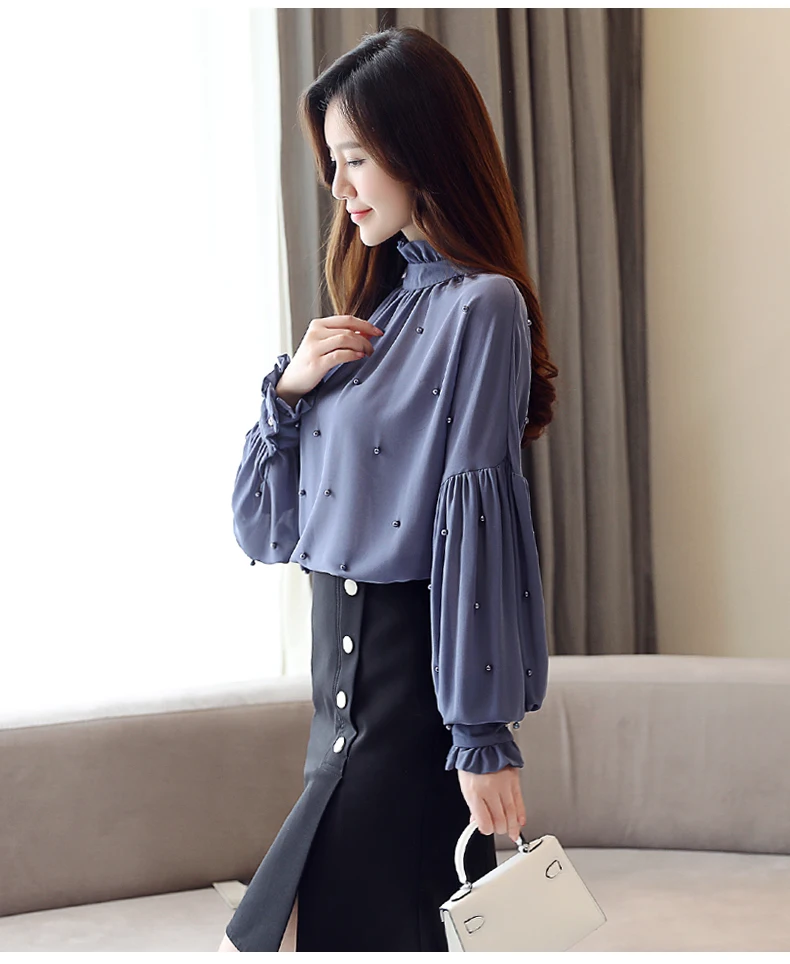 Модные шифоновые женские блузки рубашка женская 2019 рубашки длинный рукав