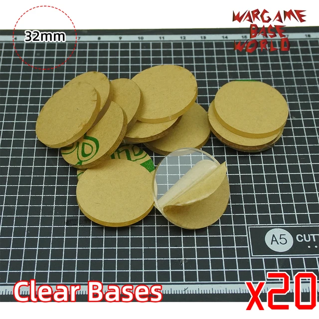 Wargame Base World - TRANSPARENT / CLEAR BASES for Miniatures - 32mm clear bases 3