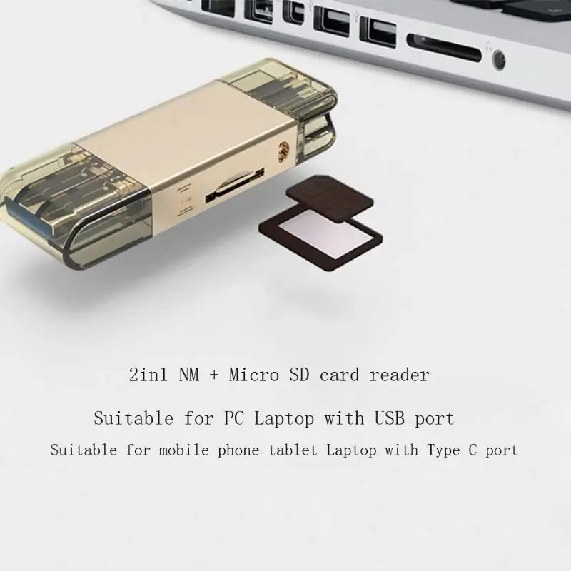 1 шт. 2в1 USB 3,0 type C к Micro SD TF кард-ридер для huawei NM Nano Card
