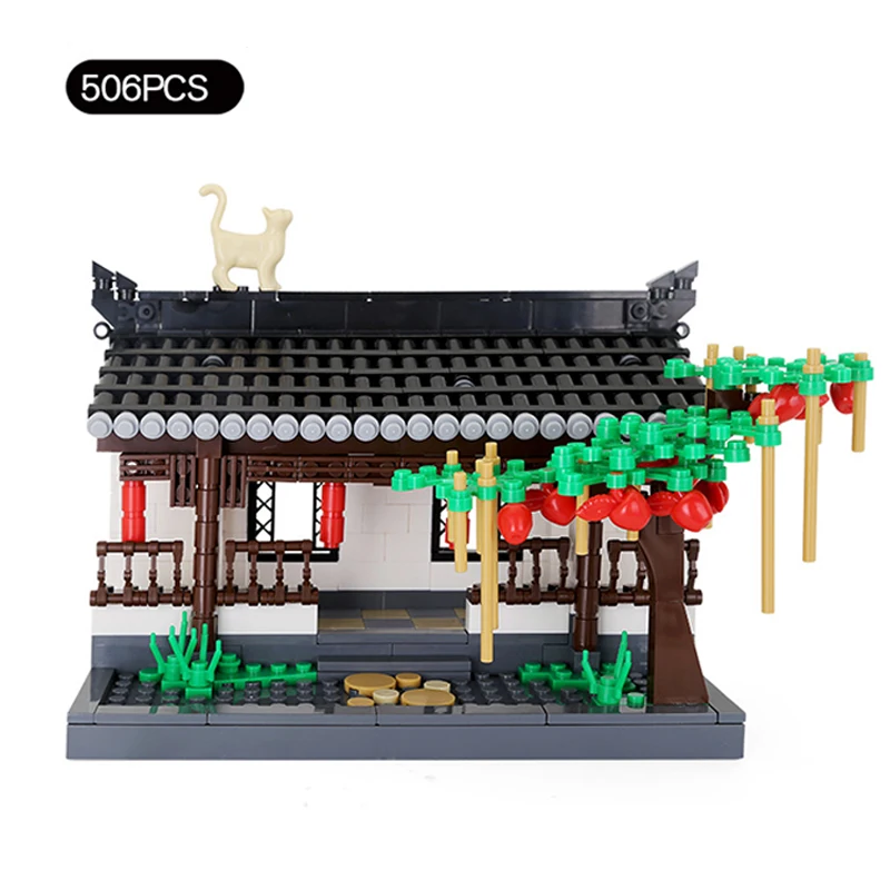 

WG3312 506pcs Fit Streetscape Building Blocks Model Chinese style courtyard DIY Educational Toys For Children Kids Gifts