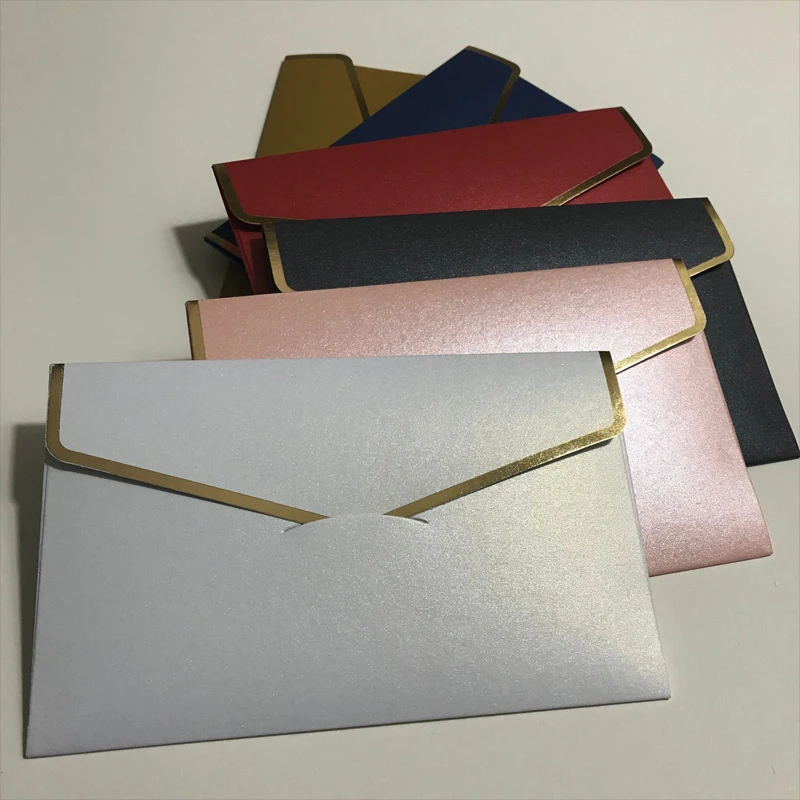 

25pcs 175x110mm(6.8x4.3inch) Pearl Color Envelopes with Gold edge Thicken Invitation Envelopes