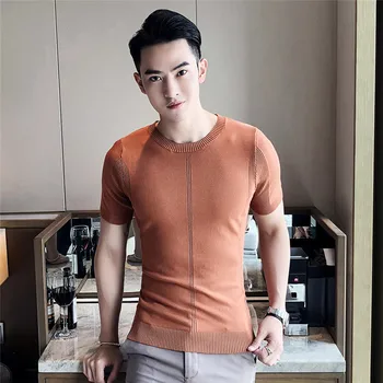 

3074-new summer trend cotton five points tide brand loose short-sleeved t-shirt men's clothes tide