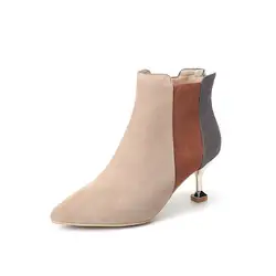 2019 г. Весенне-осенне-зимние ботильоны женская обувь на высоком каблуке короткие ботинки на шпильке Ботинки martin
