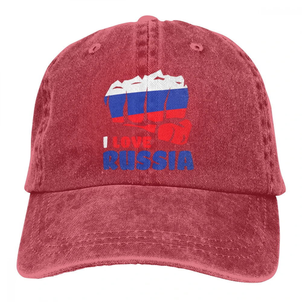 Я люблю Россию Casquette натуральный унисекс Мужские Женские джинсовые бейсболка с ремешком кепки Регулируемый Гольф папа шляпа