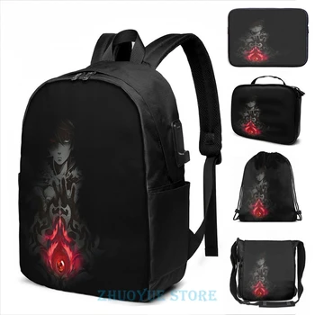 

Funny Graphic print Naofumi Curse Series USB Charge Backpack men School bags Women bag Travel laptop bag