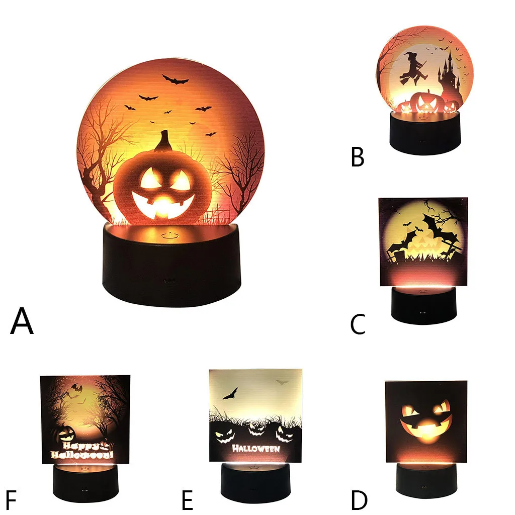 Night Light Halloween Pumpkin Bat Pattern Scene Design High Quality Home Decorative Gift Layout Prop Decoration Decor | Дом и сад