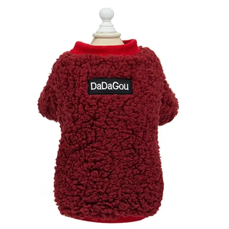 Letter Thickened Coat Outfit Winter Warm Clothes Simplicity Fashion Lovely Beautiful Lamb Velvet Casual Pet Dog Cat Soft Jacket - Цвет: Wine Red
