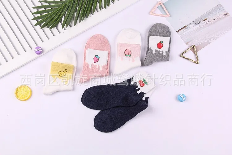 Женские Носки с рисунком из мультфильма «молоко, банан, клубника, персик», теплые хлопковые Забавные милые носки Kawaii Happy, модные повседневные зимние носки Skarpetki