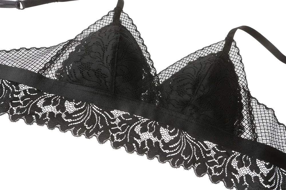 Sexy Lace 3/4 Cup Bra Sets for Women Thin Cotton Breathable Comfortable Underwear Solid Color Lingerie Set
