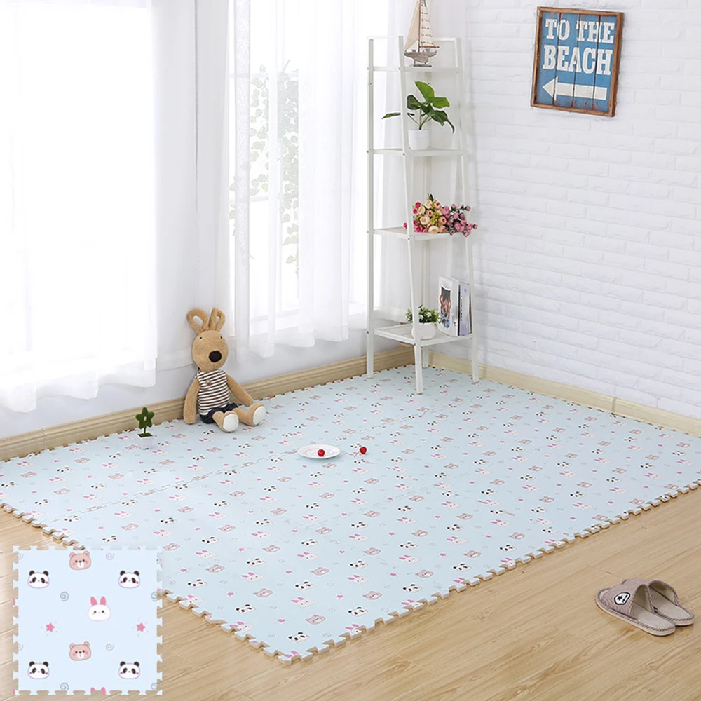 Blue 8 шт детский игровой коврик из пены в сборке детский коврик утолщенный экологически чистый обучающий коврик нескользящий игровой детский ковер одеяло коврик для ползания - Цвет: Blue