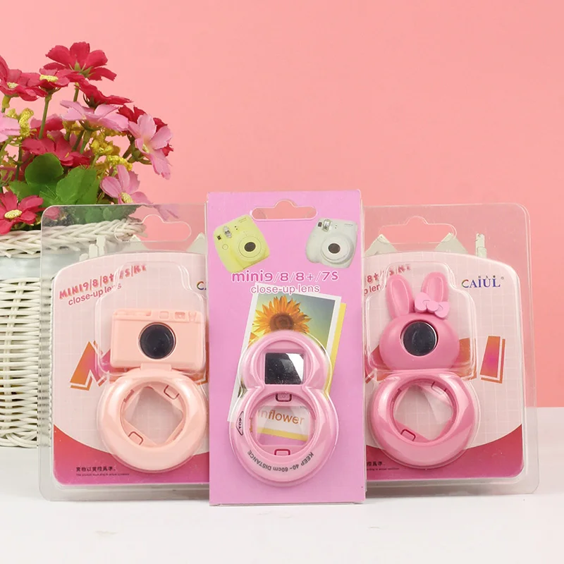 Розовый градиент 3 шт./партия, милый рисунок «Hello kitty» с кроликом для камеры Fujifilm Instax Mini 7s 8, зеркало для съемки селфи разных цветов - Цвет: Розовый градиент
