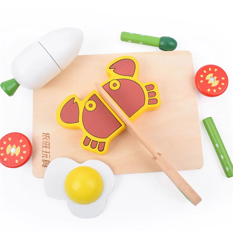 Wooden Food Kitchen Toys Cut vegetables Fruits And Vegetables With Magnet Toys Breakfast Children's Educational Toys Gifts