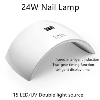 

24W Nail Lamp Infrared intelligent induction 15 LED/UV Double light source lamp beads Intelligent display time