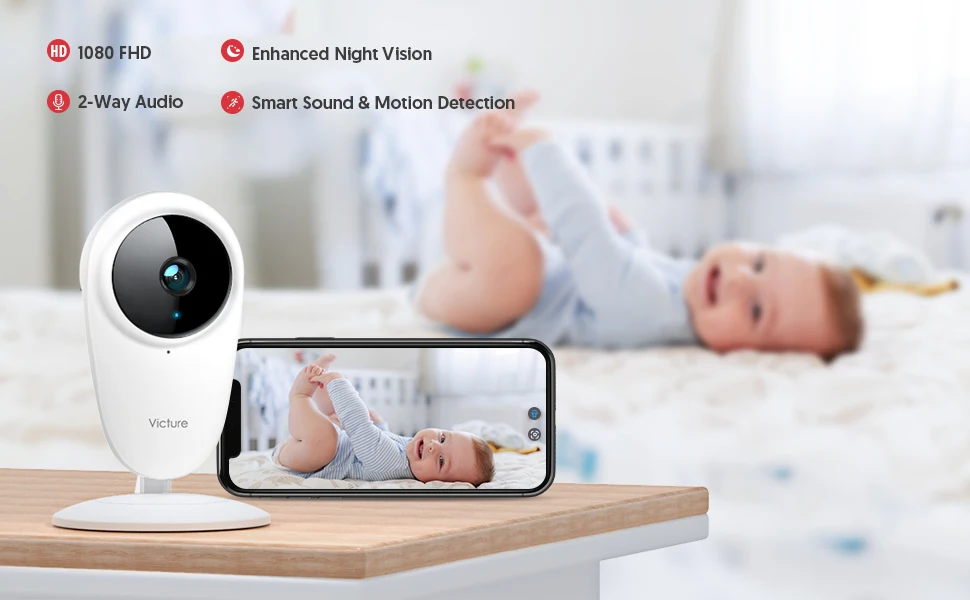 Victure PC420VB 2PCS 1080P Video Baby Monitor ,WiFi Home Camera Indoor Night Vision 2-Way Audio Motion camera system