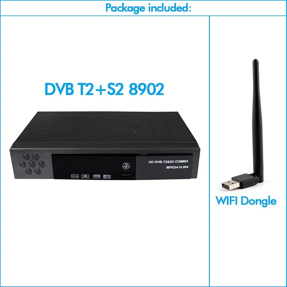 Цифровой наземный спутниковый ТВ приемник FTA Combo DVB-T2 DVB-S2 Suppor HD IP tv YouTuBE tv Box H.264/с 1 год Европа CCCAM - Цвет: TV BOX-WIFI