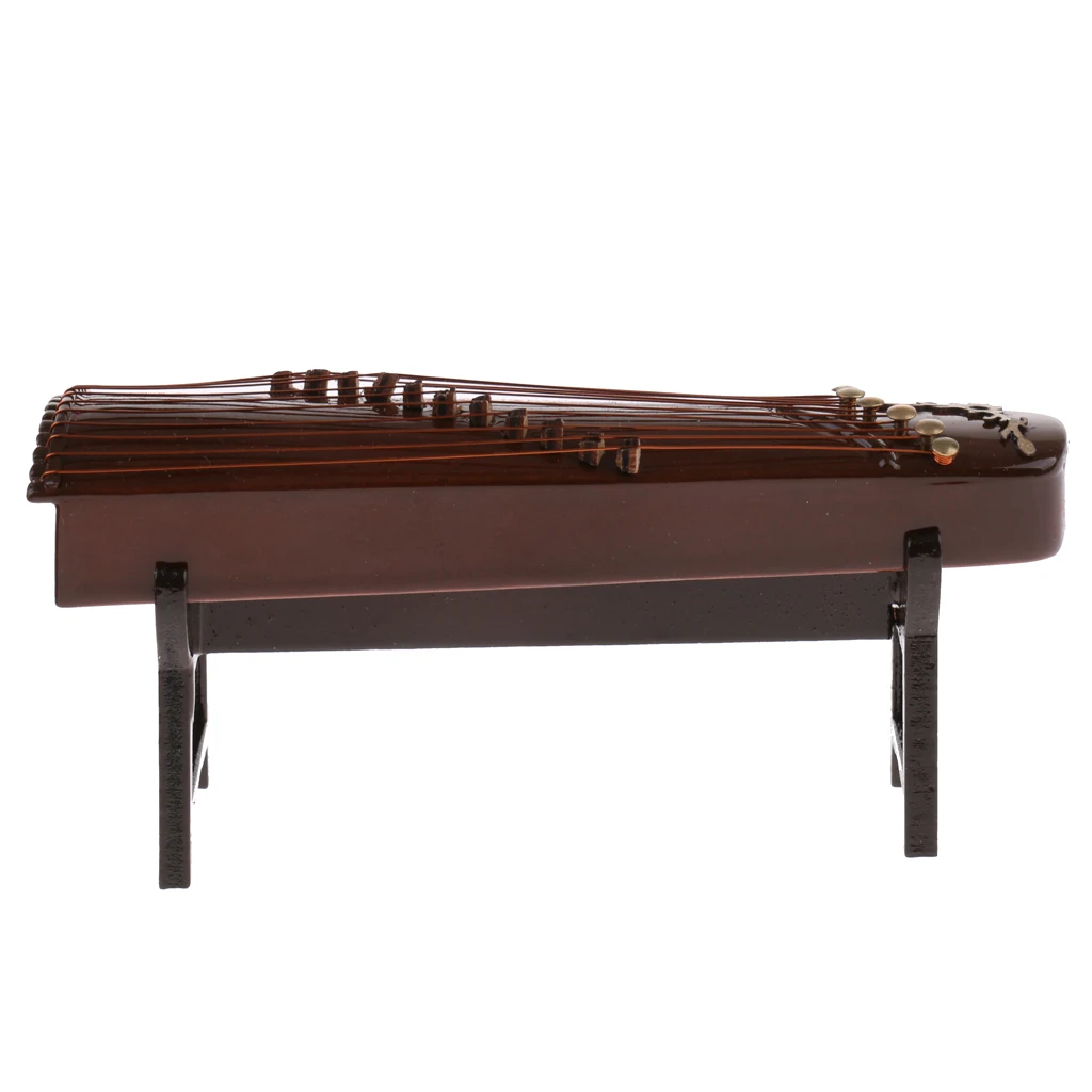 16cm Wooden Guzheng Chinese Zither Plucked Instrument with Box and Stand