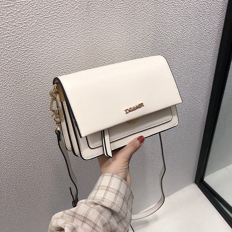 

2019 summer new net red lock small square bag Korean version of the tide simple and simple wild shoulder bag