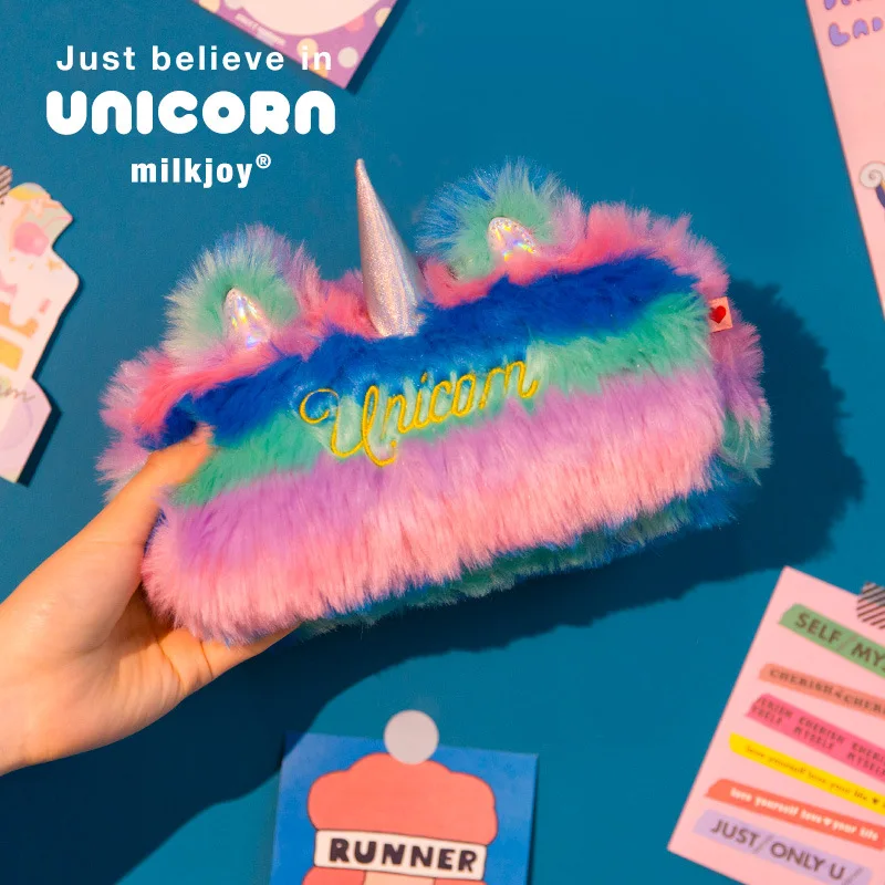 Блестящий плюшевый пенал Bentoy в виде единорога студенческие канцелярские