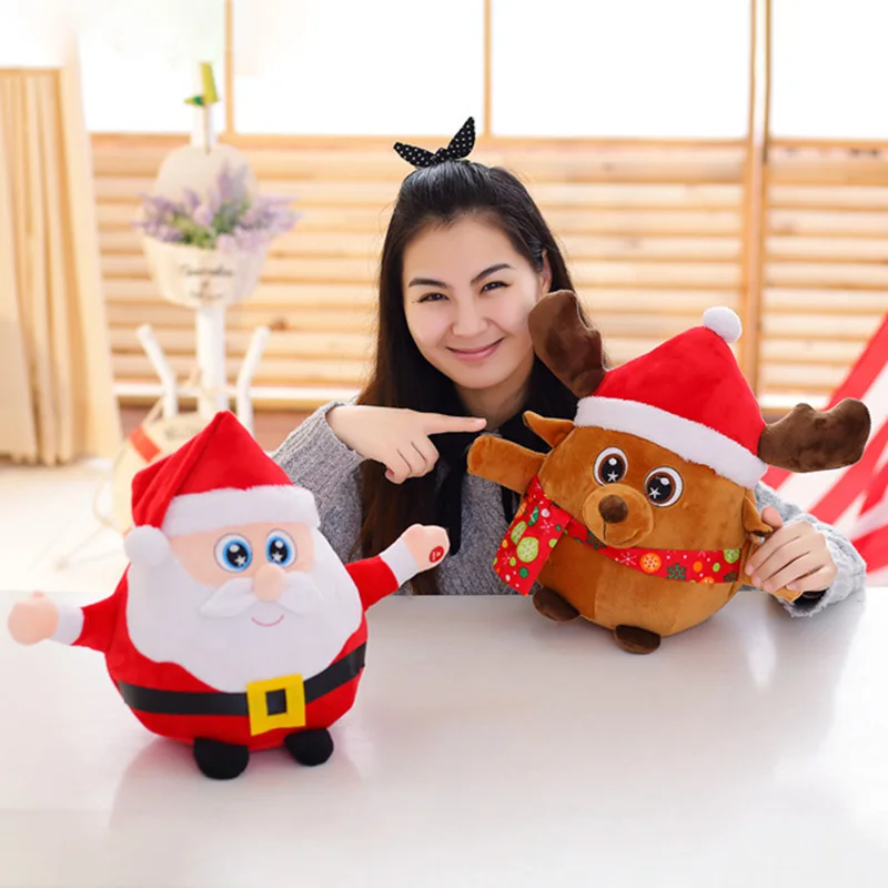 Санта-Клаус, электрическая игрушка, веселая многофункциональная кукла Санта, светильник с музыкальным лося, плюшевая игрушка высокого качества