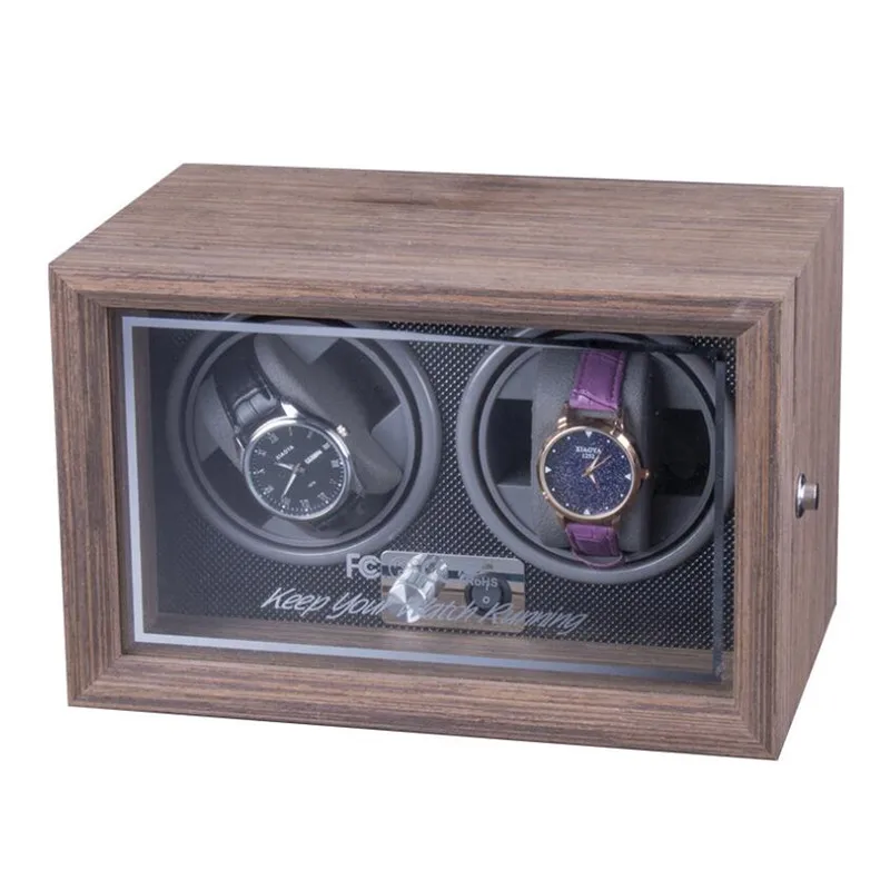

1-0/2-0 Grids Watch Winder 3V-9V 1A-5A Adjustable 5 Gears LED Automatic Rotating Black Walnut Wood Watch Box with USB Cable