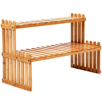 

2 Layers Bamboo Storage Rack Kitchen Spice Jar Bottle Seasoning Rack Decoration Organizer Shelf Home Desktop Racks-Dropship