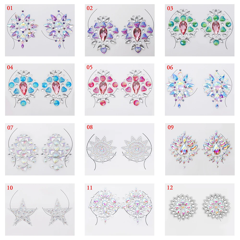 Горячие сексуальные хрустальные украшения для груди блестящие акриловые 3D сценические Стразы клейкие наклейки краска для тела Временные татуировки вечерние макияж