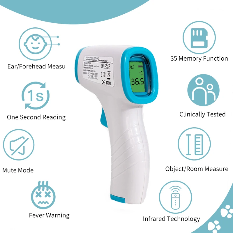 

Infrared Forehead Baby Thermometer Adult Digital Ear Thermometer Non-contact Body Temperature Measurement Meter 15/20pcs fedex
