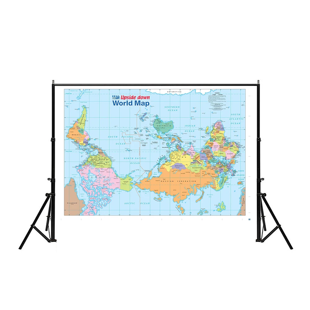 Карта мира перевернутая Нетканая водонепроницаемая карта без национального флага для начинающих 150x225 см