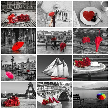 

Evershine 5D DIY Full Square Diamond Painting Landscape Mosaic Pictures Rhinestones Rose Embroidery Red&Black Series Home Decor