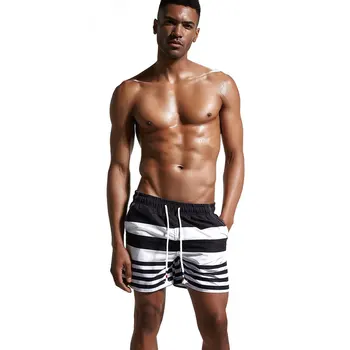 

Men Fashion Shorts Drawstring Stripe Beach Pants Male Bathing Suit Trunks Shorts Large size Board Male Underpant