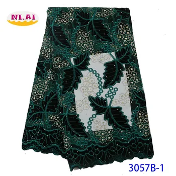 

NIAI African Velvet Lace Fabric Embroidered Nigerian French Lace Fabrics 2019 High Quality Lace Material For Dress XY3057B-1