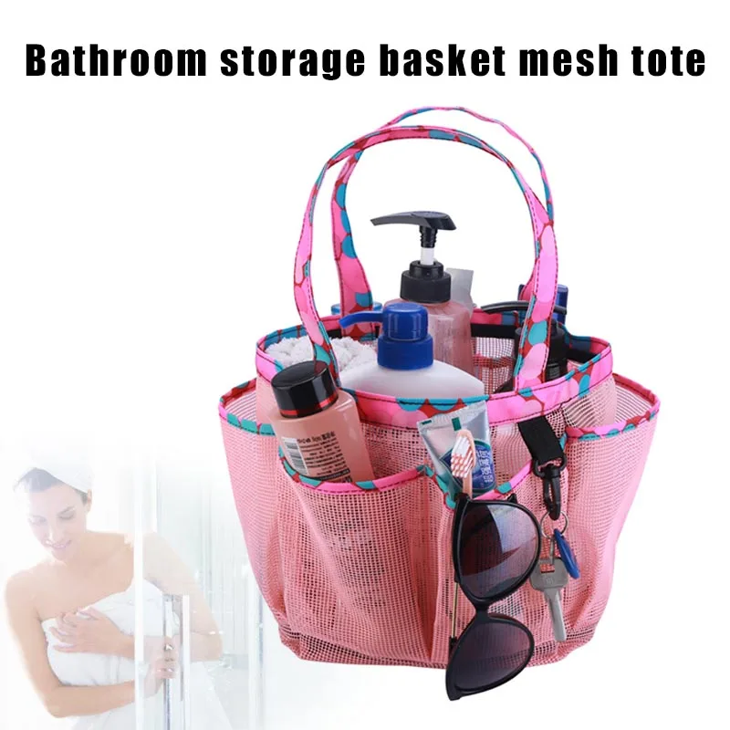 

Portable Mesh Shower Caddy with Multi Storage Pockets Fast Dry Hanging Bath Toiletry Bag O66