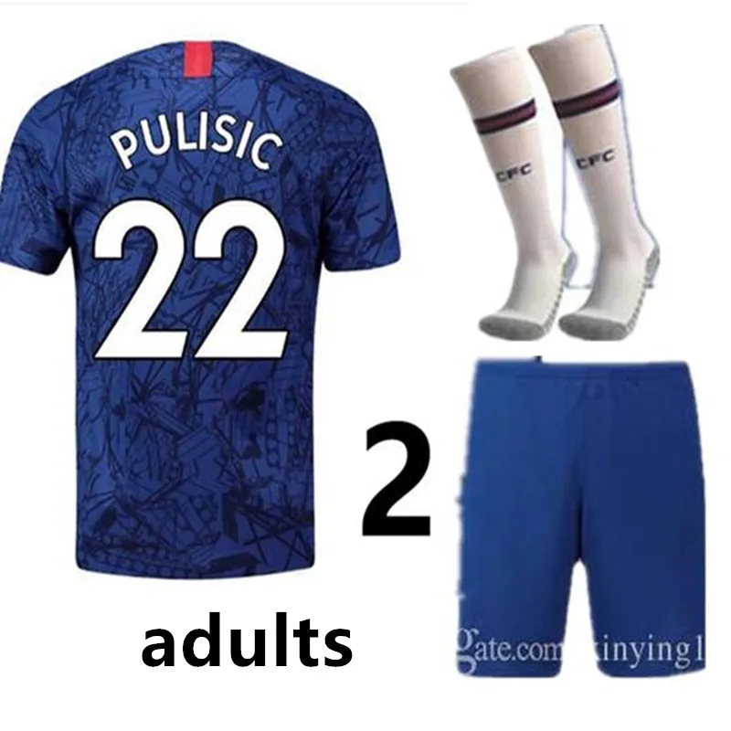 Комплект для взрослых+ носки, Джерси Челси, 19, 20, новинка, HAZARD KANTE home out, футбольные майки, PULISIC, HUDSON-ODOI, вилиан,, рубашка Челси - Цвет: shirt