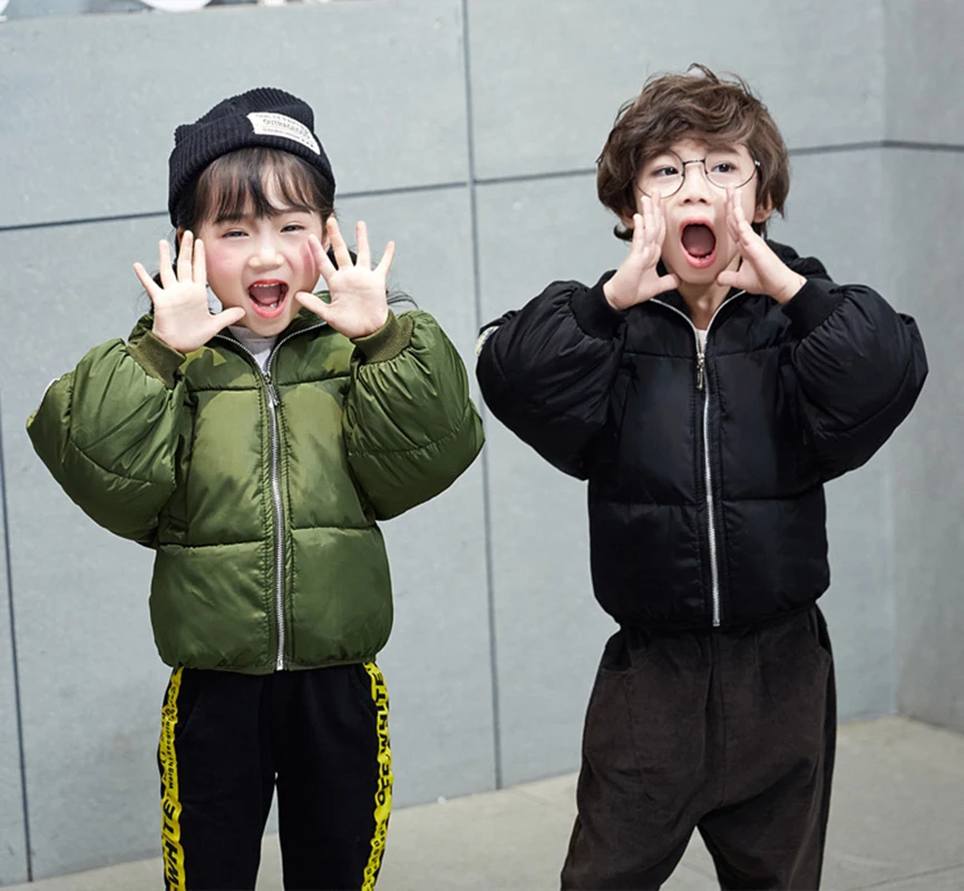 

children baby boys girls coat solid hooded jacket 2019 warm winter cotton outfits padded outerwear for 4 5 6 7 8 9 10 Years