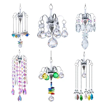 

H&D 6 Styles Chandelier Wind Chimes Ornament Crystal Prisms Hanging Suncatcher Rainbow Chaser Window Curtains Home Garden Decor