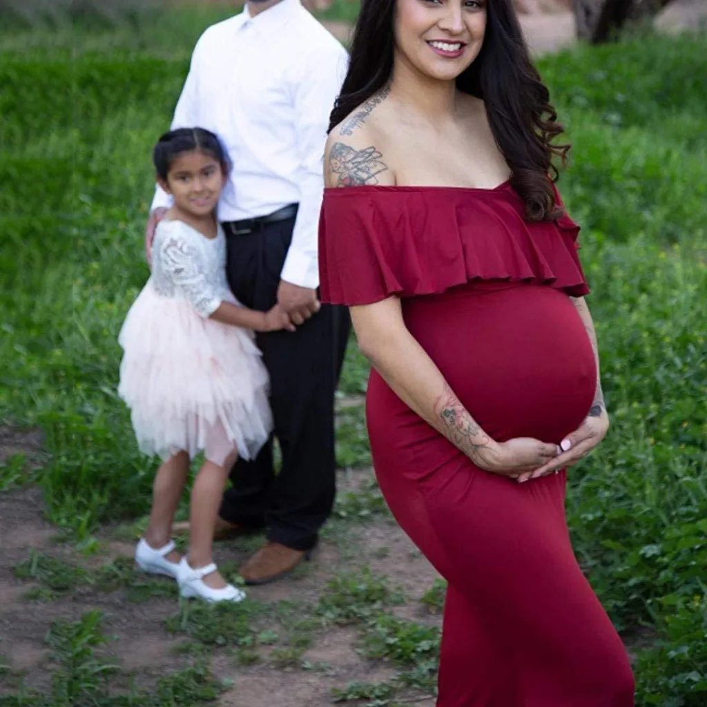 Для женщин, для беременных, для беременных, для фотосессии, с коротким рукавом, с оборками, однотонное платье, модное, с коротким рукавом, платье для беременных