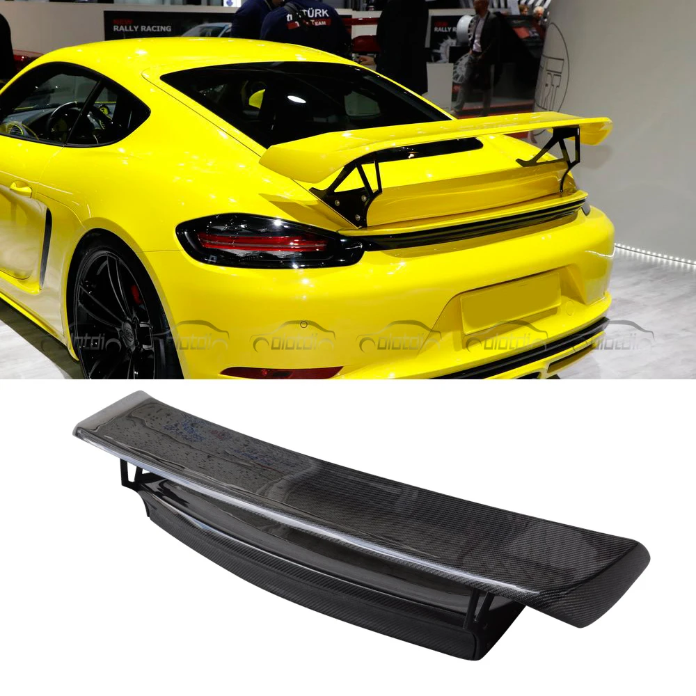 T Стиль двухслойные спойлер из углеродного волокна крылья спойлер задний багажник разветвитель для Porsche 718 up