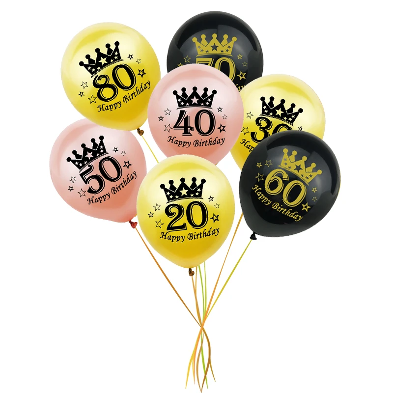 16 20 30 40 50 60 Tot 90 Jaar Oude Nummer Latex Ballonnen Volwassen Gelukkige Verjaardag Party Zwarte Goud Helium Ballon Home Decor Levert Ballonnen Accessoires Aliexpress