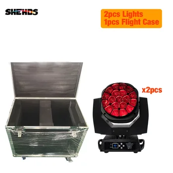 cheap 2 Stuks Nieuwe Collectie Een Vlucht Case For19x15W Wassen Grote Bijen Ogen Rgbw Zoom 285W Dmx Moving Head Led beam Party Business Effect Lamp