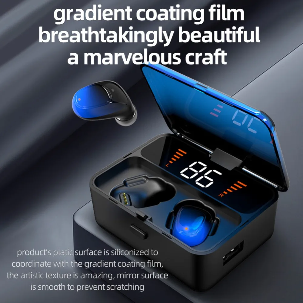 TWS Stereo Bluetooth Earphone Earbuds Wireless Earphones Sports Bluetooth 5.0 Headphone Touch-type Headset With Mic Charging Box
